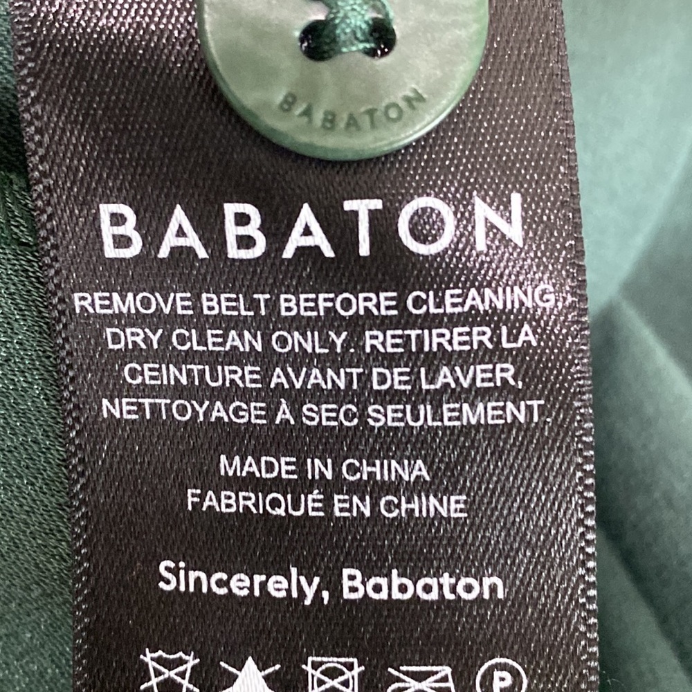 Babaton Aritzia Green High Waist Tie Front Wide Leg Paperbag Pants Size 8 - Picture 10 of 11